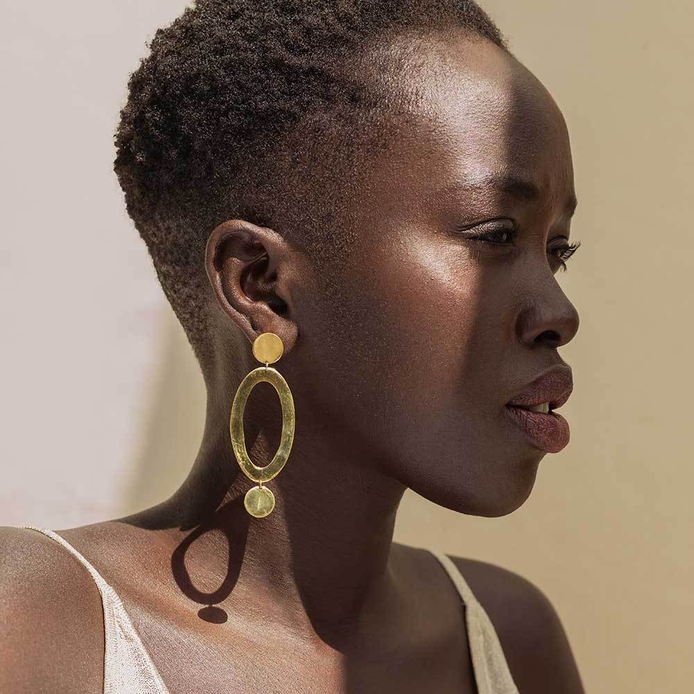 BRAND NEW Brass handmade earrings Marlo Statement Earrings - Picture 2 of 3